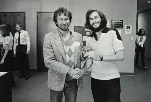 Howard Scott Warshaw og Stephen Spielberg i 1982, under et av møtene de hadde om det kommende E.T.-spillet.