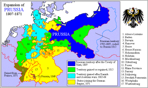 Europakartet var en anelse mer forvirrende på attenhundretallet. Her ser du grensene til kongeriket Preussen slik de utviklet seg gjennom århundret.