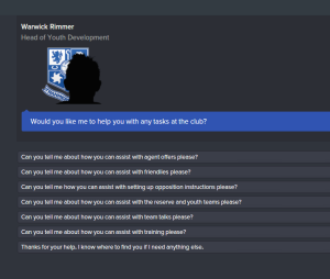 Assistent-managerens funksjoner i Football Manager