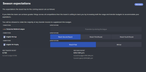 Forventninger i Football Manager