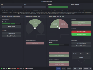 Posisjonsinstruksjoner i Football Manager
