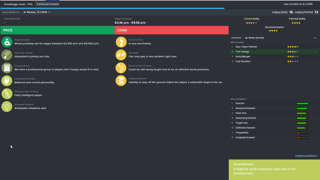 speiding av spillere i football manager