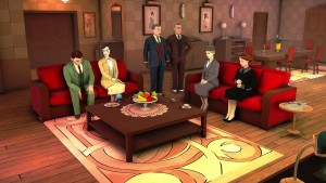 Er dette punktet der Poirot har samlet de mistenkte for å lure hver og en av dem til å tro at de er hovedmistenkt før han til slutt avslører morderen?