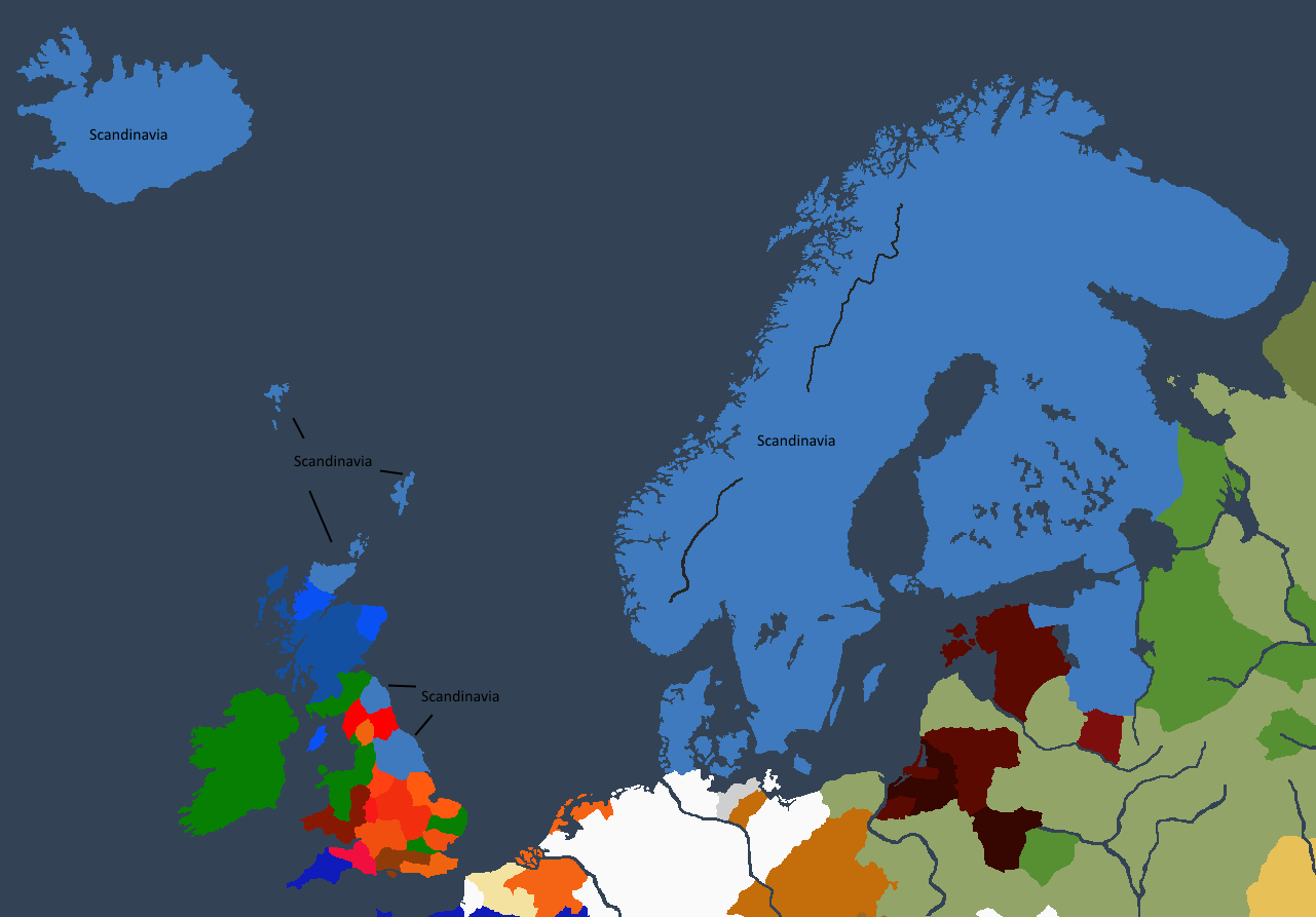 Det skandinaviske imperiet ved starten av Gudrfridr Is regjeringstid.