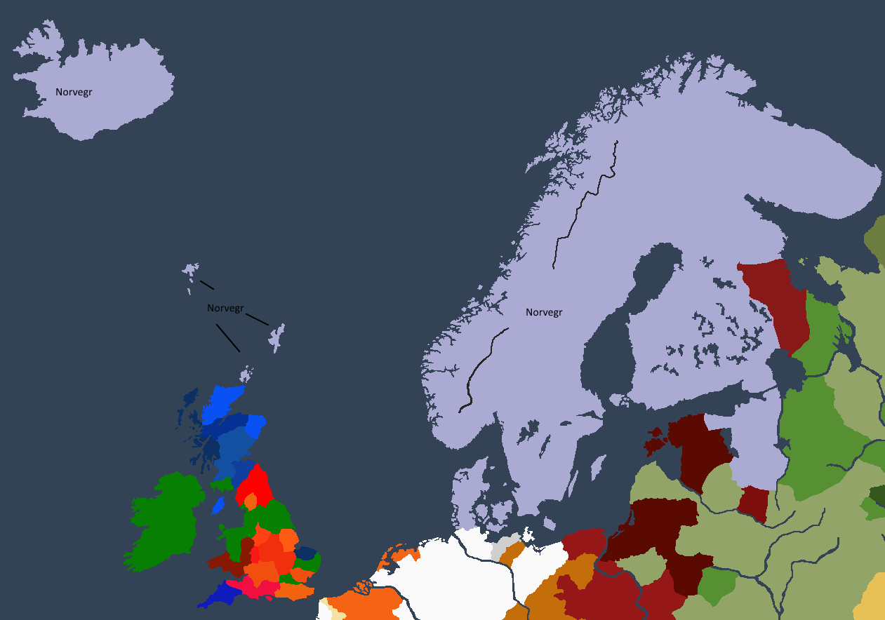 Norgesveldet ved slutten av Øysteins korte regjeringstid.