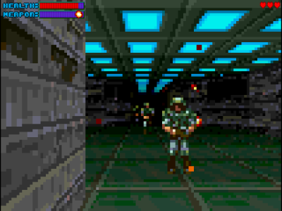 Gloom valgte en litt annen tilnærming, og minner mer om en avansert utgave av Wolfenstein 3D.