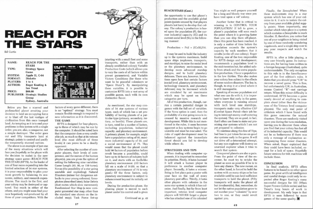Anmeldelse i Computer Gaming World. Legg merke til hvor mye detaljer vi får.