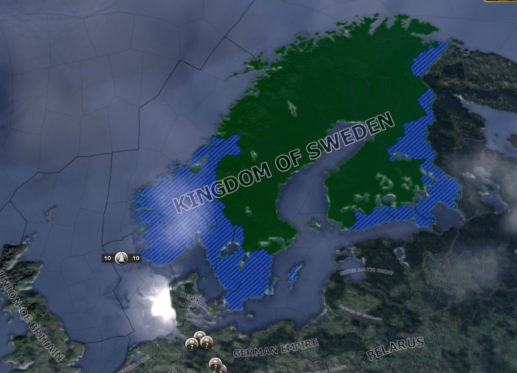 Byggingen av radarinstallasjoner er i gang i de blå områdene.