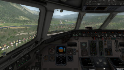 X-Plane 11 går inn for landing.