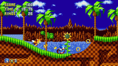 Blå himmel i Sonic Mania.