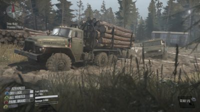 I Spintires: Mudrunner frakter du tømmer.