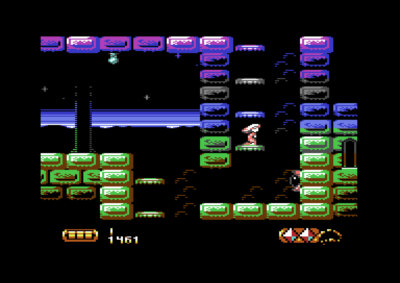 Commodore 64 har bare 16 farger, men spillet bruker dem godt.