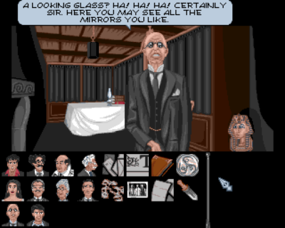 The secret entrance is in the clock just behind this gentleman, but Dylan won't know how to find it unless you read the books in your office first.