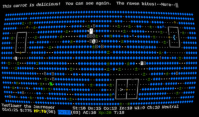 Klassiske Nethack-versjoner kan spilles med enkel grafikk, men Legacy holder seg til ASCII.