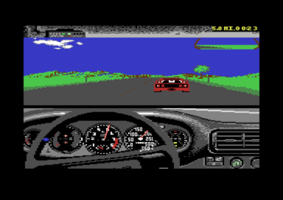 Test Drive II på Commodore 64.