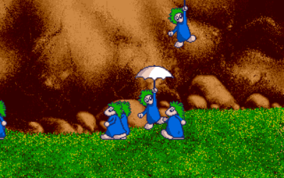 Rykende ferskt skjermbilde fra Lemmings-introen.