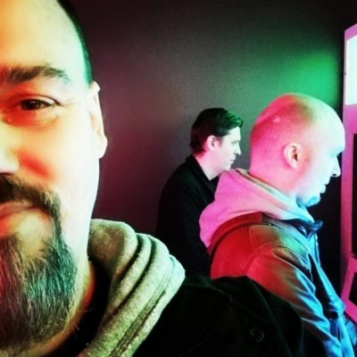 Roy Widding, with Megastyle-members Rune Spaans and Vidar Bang in the background.
