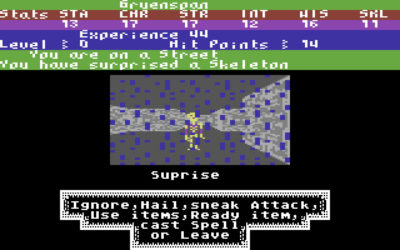 Spilleren møter et skjelett (mens det er regnvær). Bilde: Mobygames.